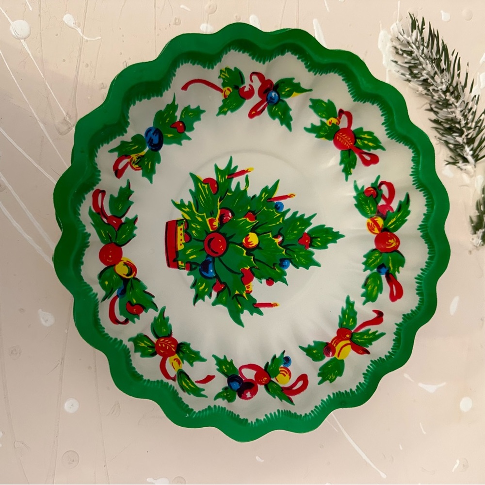 Christmas Vintage Plates Plastic set of 6 - Picture 11 of 13